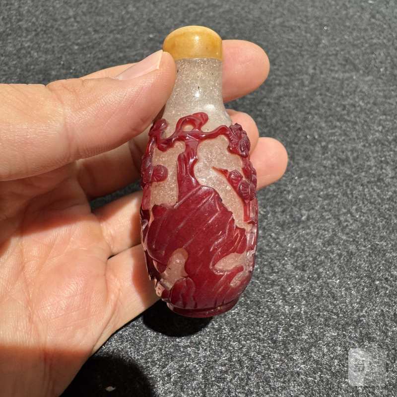 清 高士童子纹套红鼻烟壶 - 图5